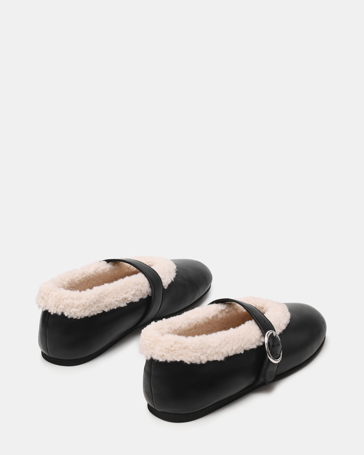 Steve Madden LODGE Black Leather Mary Jane Round-Toe Women's Flat