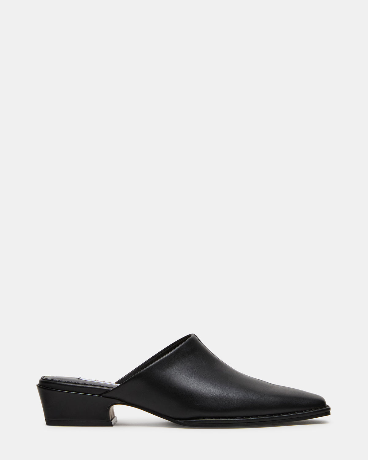 Steve Madden DESSA Black Leather Square-Toe Mule Women's Flat