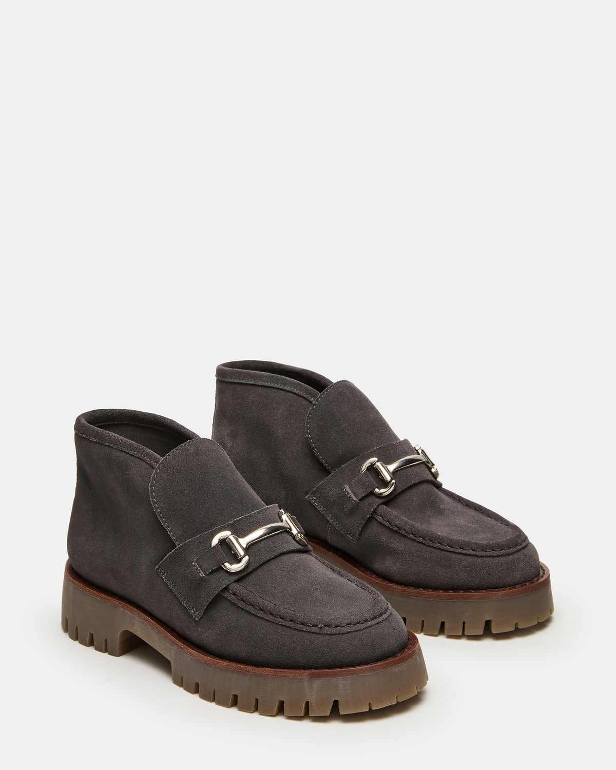 Steve Madden LEON Grey Suede Platform Lug Sole Women's Loafer