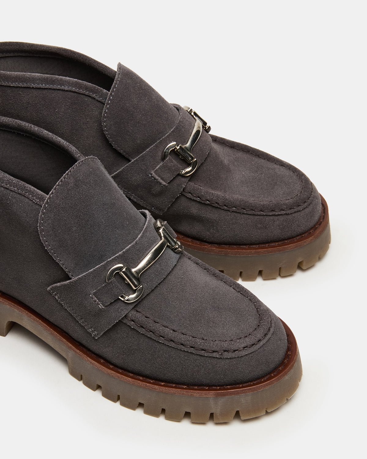 Steve Madden LEON Grey Suede Platform Lug Sole Women's Loafer