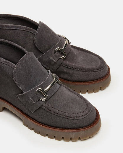 Steve Madden LEON Grey Suede Platform Lug Sole Women's Loafer