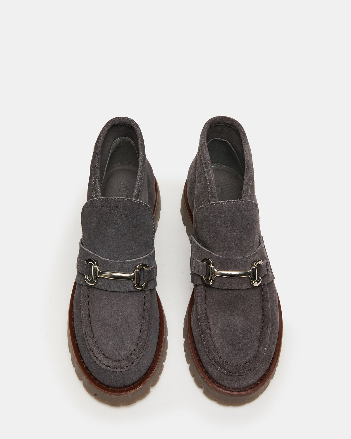 Steve Madden LEON Grey Suede Platform Lug Sole Women's Loafer