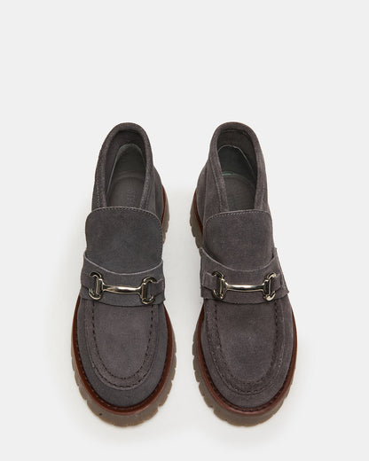 Steve Madden LEON Grey Suede Platform Lug Sole Women's Loafer