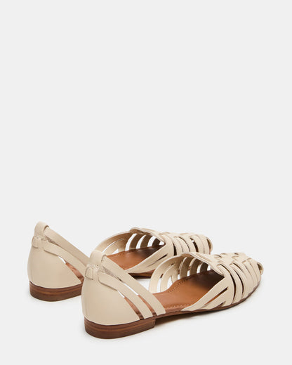 Steve Madden MEDLIN White Leather Square-Toe Fisherman Women's Flat