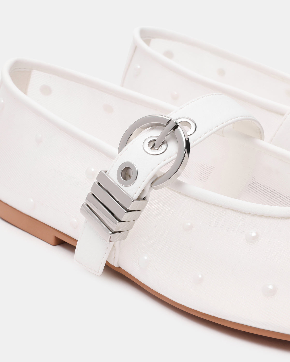 Steve Madden LUCIA Pearl Mesh Mary Jane Ballet Women's Flat