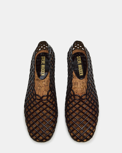 Steve Madden GROVE Black Square-Toe Jelly Women's Flat