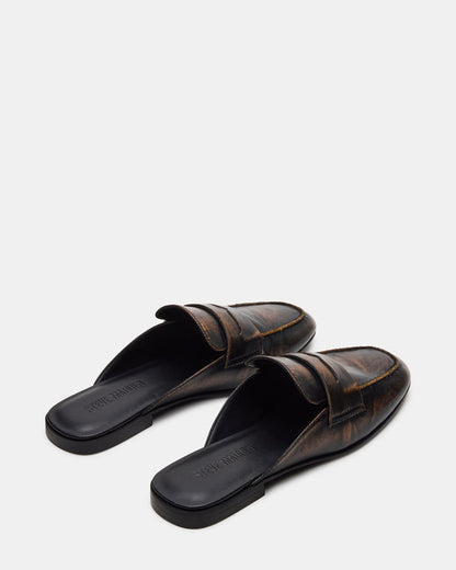 Steve Madden CALEB Brown Distressed Women's Slip-On Mule Flat