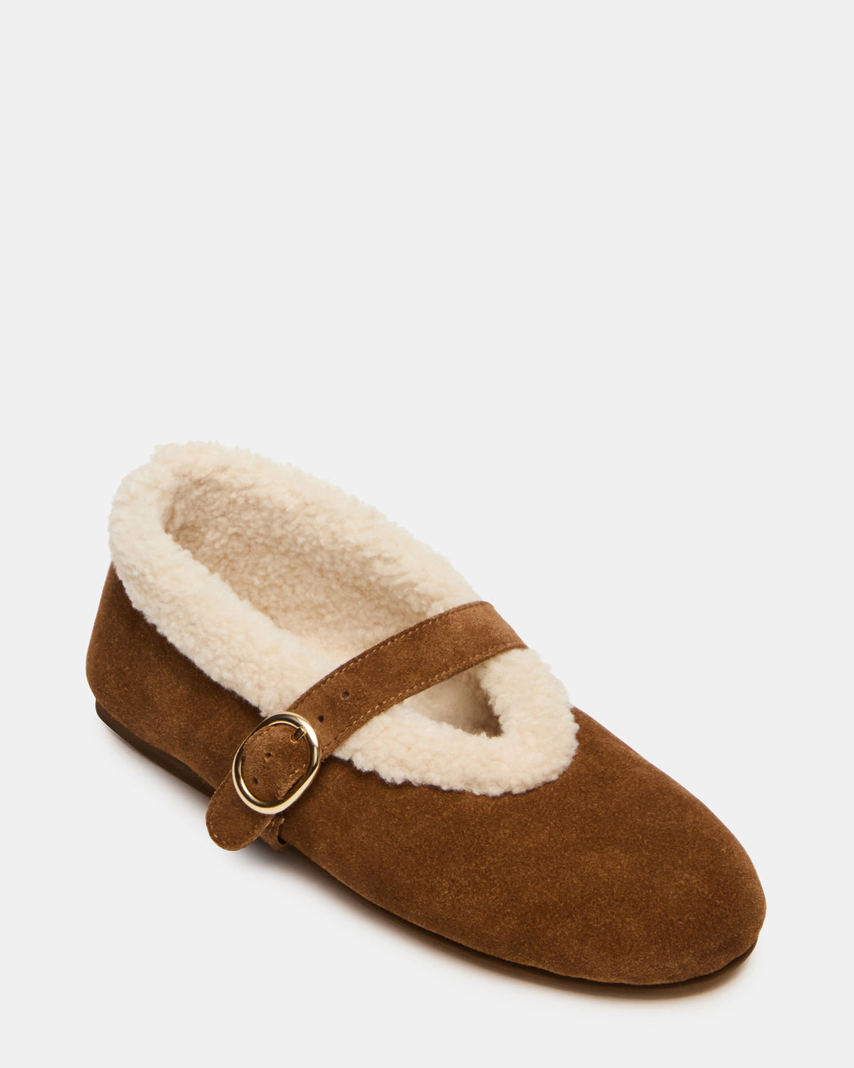 Steve Madden LODGE Chestnut Suede Mary Jane Round-Toe Women's Flat