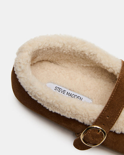Steve Madden LODGE Chestnut Suede Mary Jane Round-Toe Women's Flat