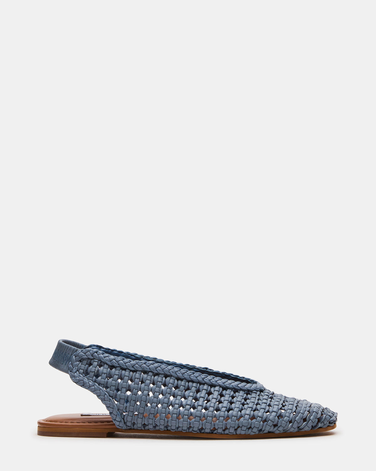 Steve Madden RUMI Blue Leather Woven Slingback Round-Toe Women's Flat