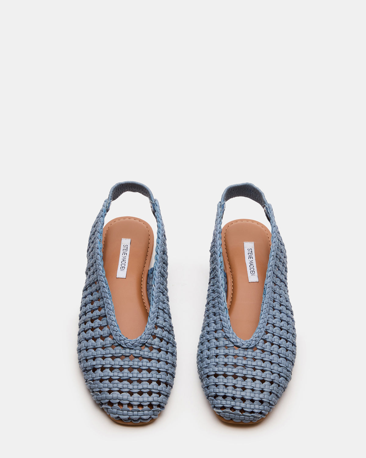 Steve Madden RUMI Blue Leather Woven Slingback Round-Toe Women's Flat