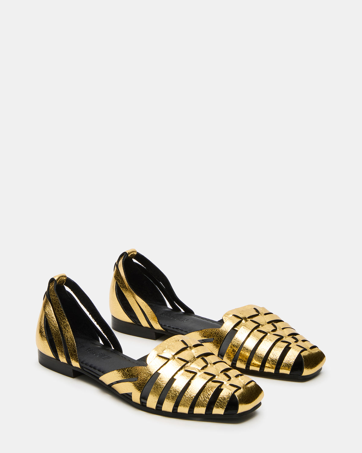 Steve Madden MEDLIN Gold Leather Square-Toe Fisherman Women's Flat