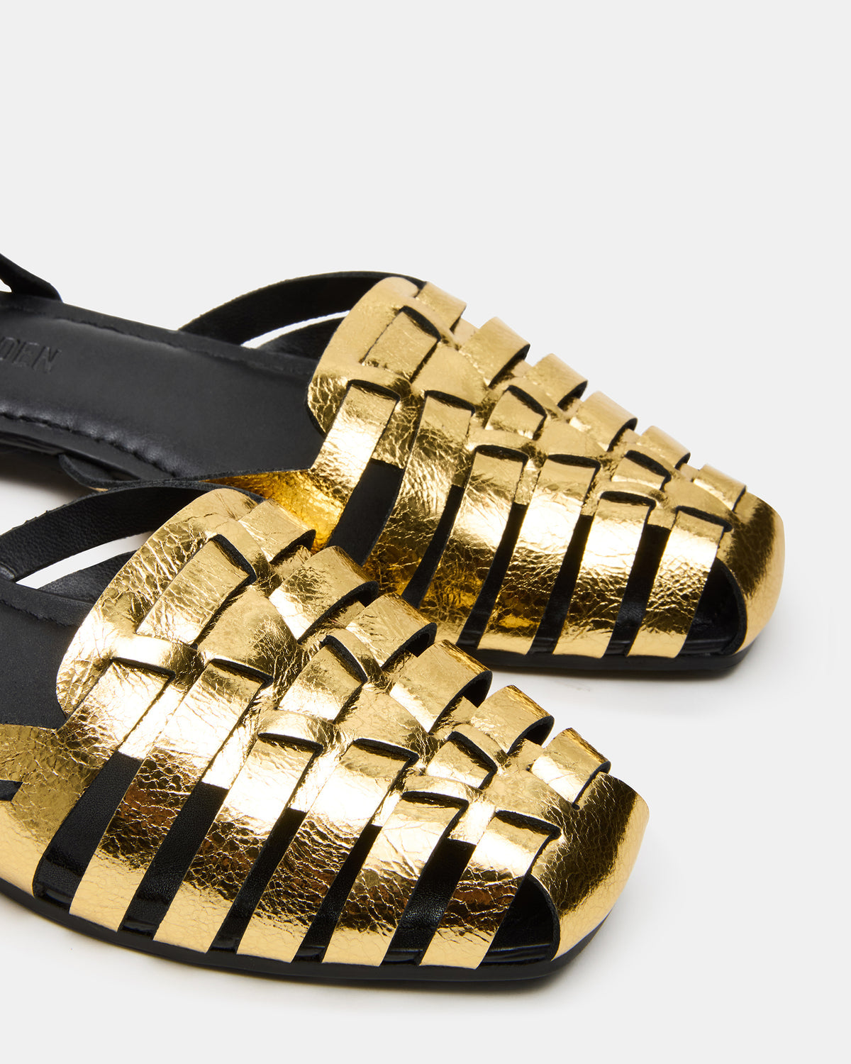 Steve Madden MEDLIN Gold Leather Square-Toe Fisherman Women's Flat