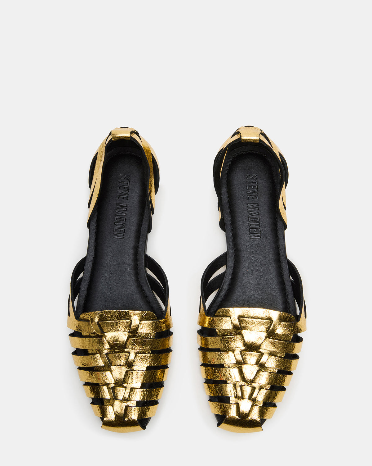 Steve Madden MEDLIN Gold Leather Square-Toe Fisherman Women's Flat