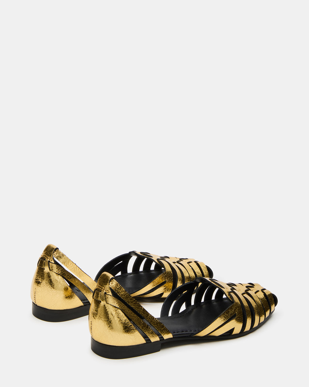 Steve Madden MEDLIN Gold Leather Square-Toe Fisherman Women's Flat
