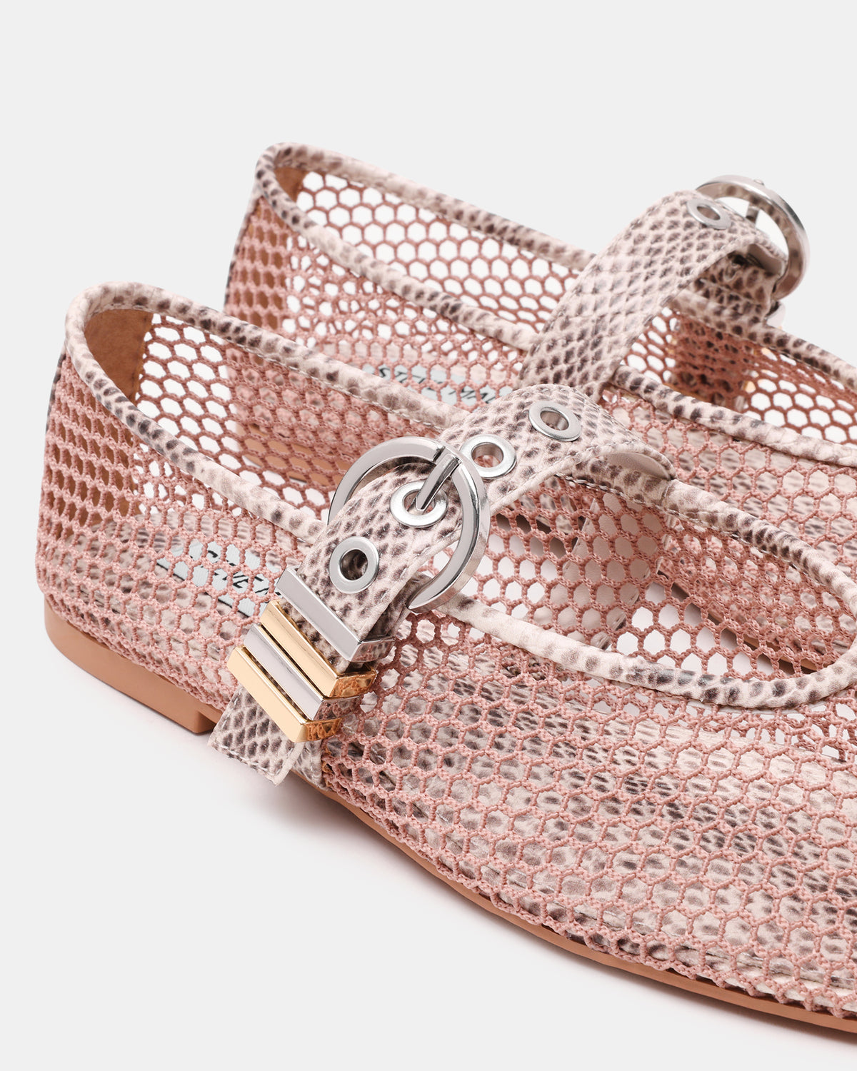 Steve Madden LUCIA Blush Multi Mesh Mary Jane Ballet Women's Flat