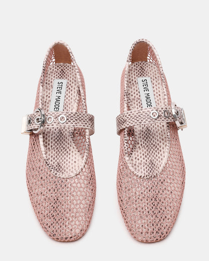 Steve Madden LUCIA Blush Multi Mesh Mary Jane Ballet Women's Flat