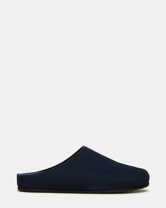 Steve Madden FERN Navy Suede Mule Slip-On Round-Toe Women's Flat