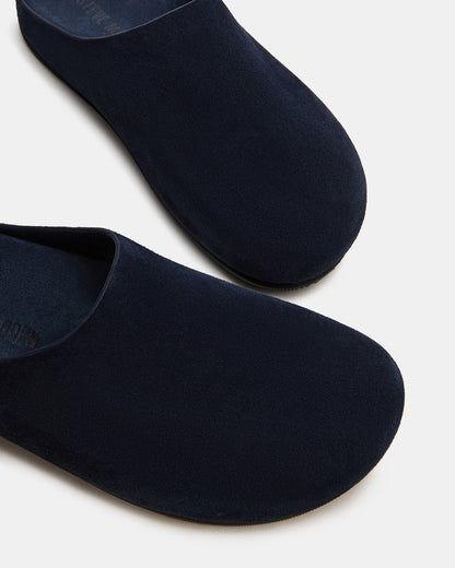 Steve Madden FERN Navy Suede Mule Slip-On Round-Toe Women's Flat