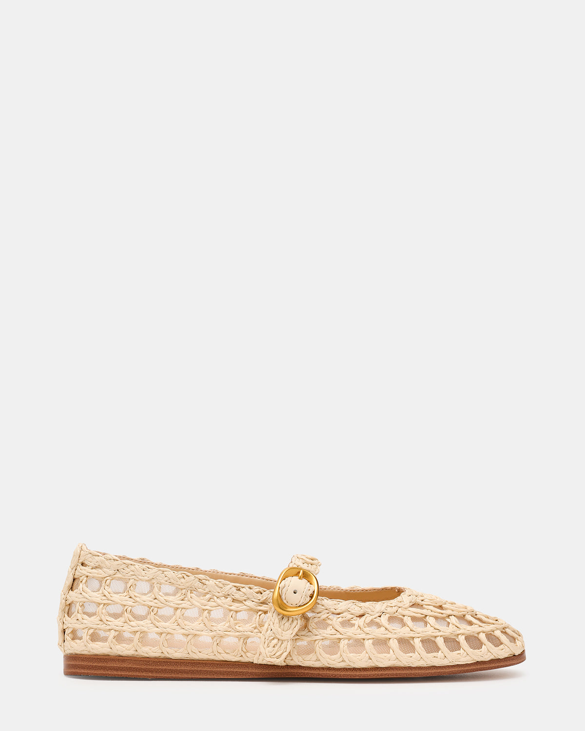 Steve Madden MELODY Natural Raffia Mary Jane Woven Buckle Round-Toe Women's Flat