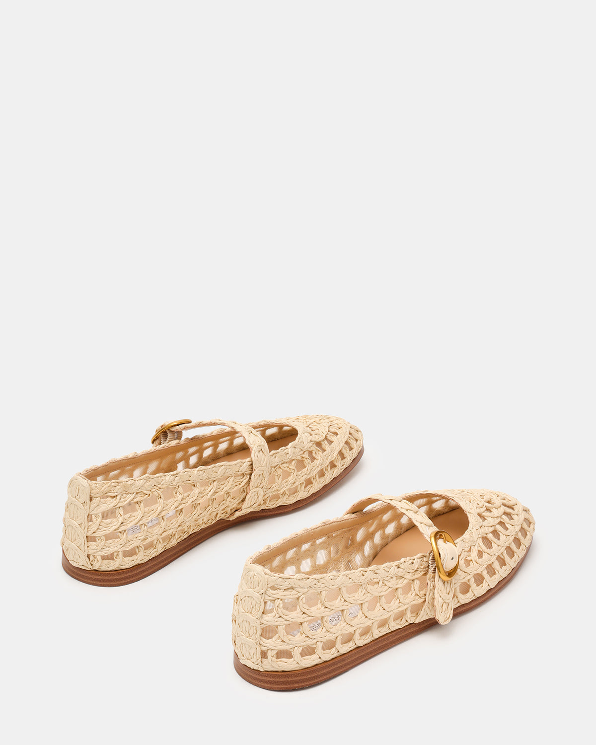 Steve Madden MELODY Natural Raffia Mary Jane Woven Buckle Round-Toe Women's Flat