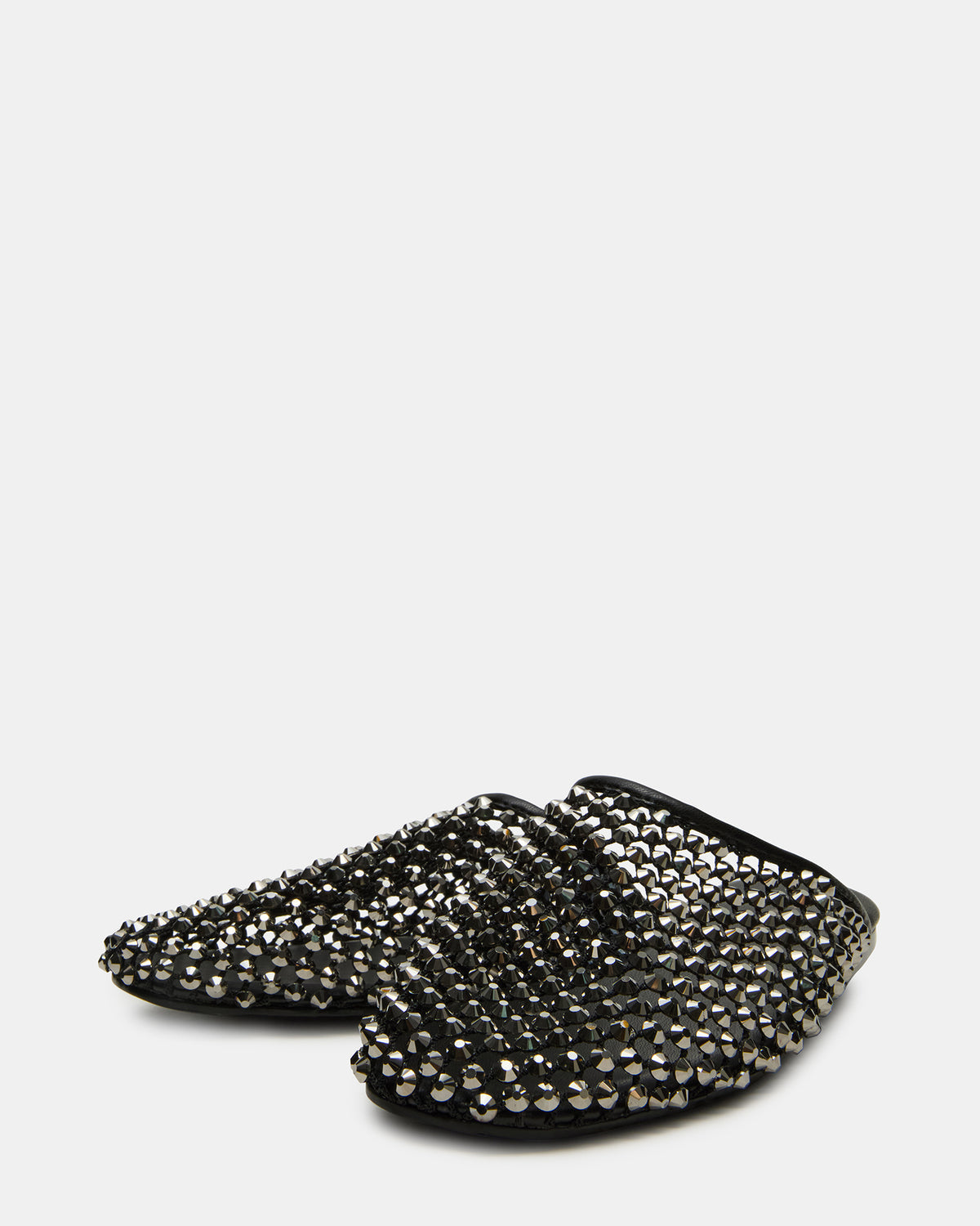 Steve Madden PEARSON Black Rhinestones Rounded-Toe Slip-On Women's Flat
