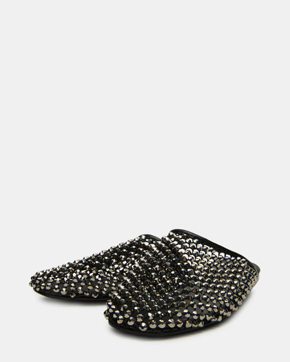 Steve Madden PEARSON Black Rhinestones Rounded-Toe Slip-On Women's Flat