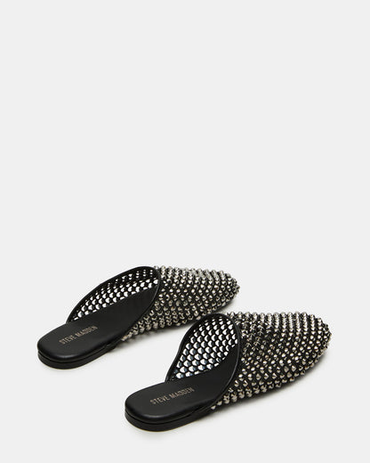 Steve Madden PEARSON Black Rhinestones Rounded-Toe Slip-On Women's Flat