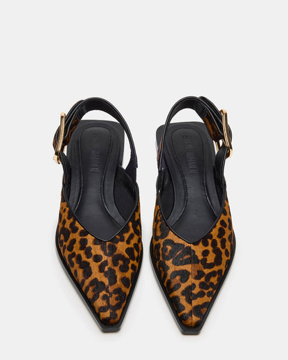 Steve Madden SHAY Leopard Pointed-Toe Slingback Ballet Women's Flat