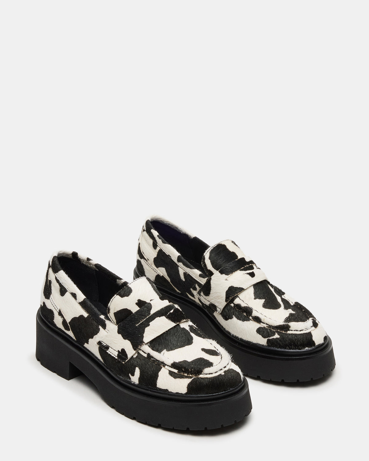 Steve Madden LAYKEN-H Black/White Platform Lug Women's Loafer
