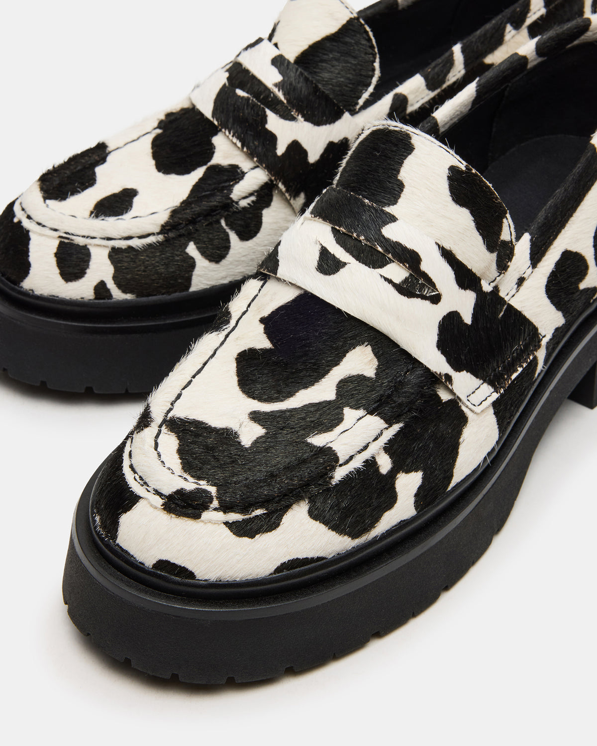 Steve Madden LAYKEN-H Black/White Platform Lug Women's Loafer