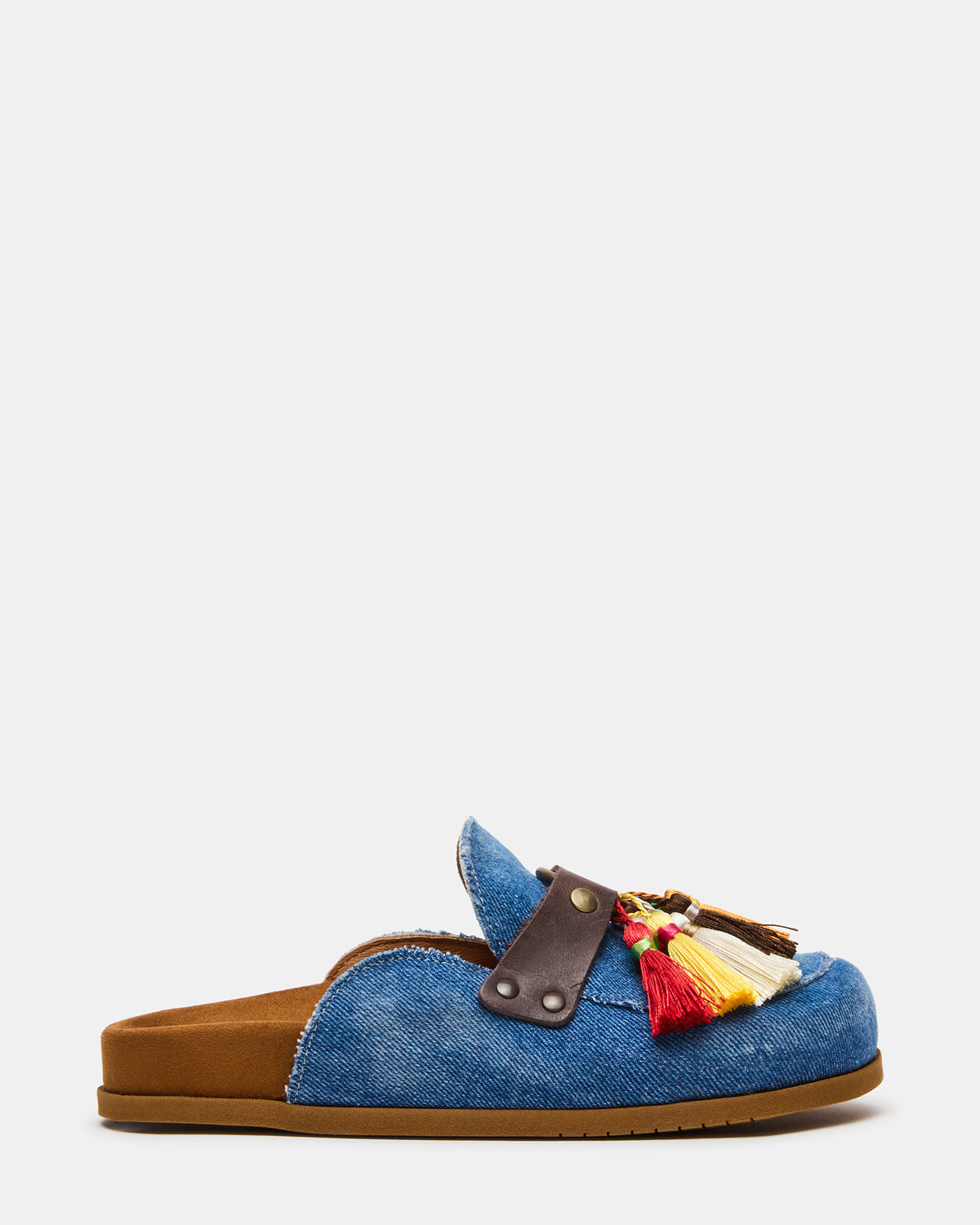 Steve Madden BERNIE Denim Mule Slip-On Footbed Round-Toe Women's Flat