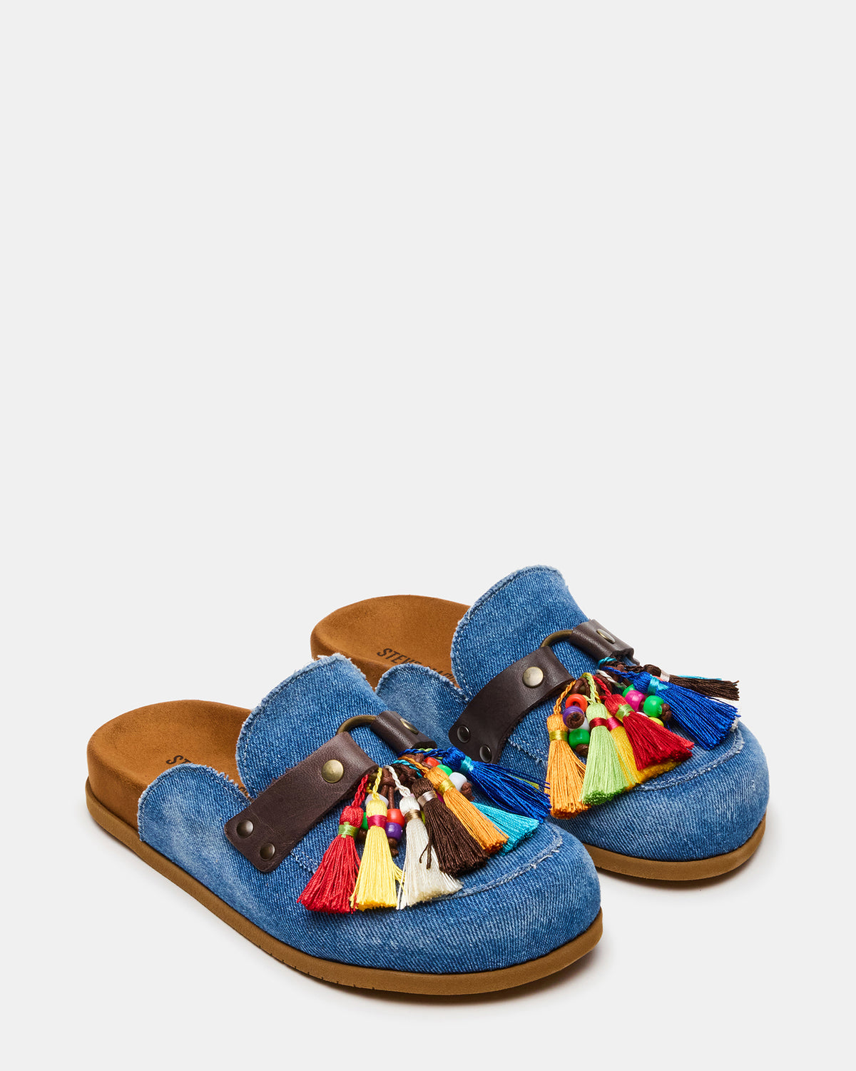 Steve Madden BERNIE Denim Mule Slip-On Footbed Round-Toe Women's Flat