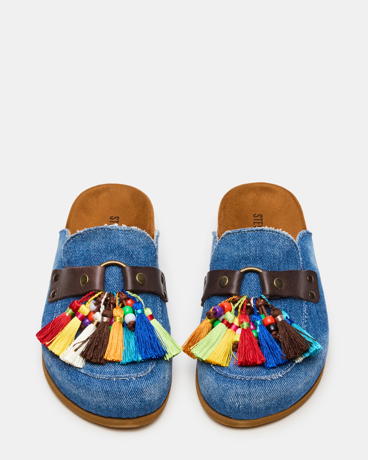 Steve Madden BERNIE Denim Mule Slip-On Footbed Round-Toe Women's Flat