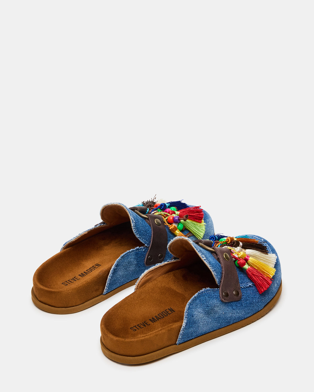 Steve Madden BERNIE Denim Mule Slip-On Footbed Round-Toe Women's Flat