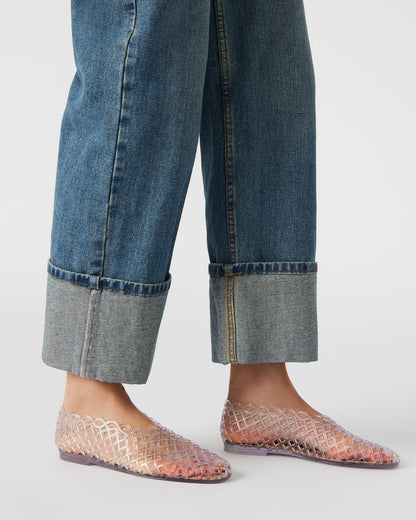 Steve Madden GROVE Clear Square-Toe Jelly Women's Flat