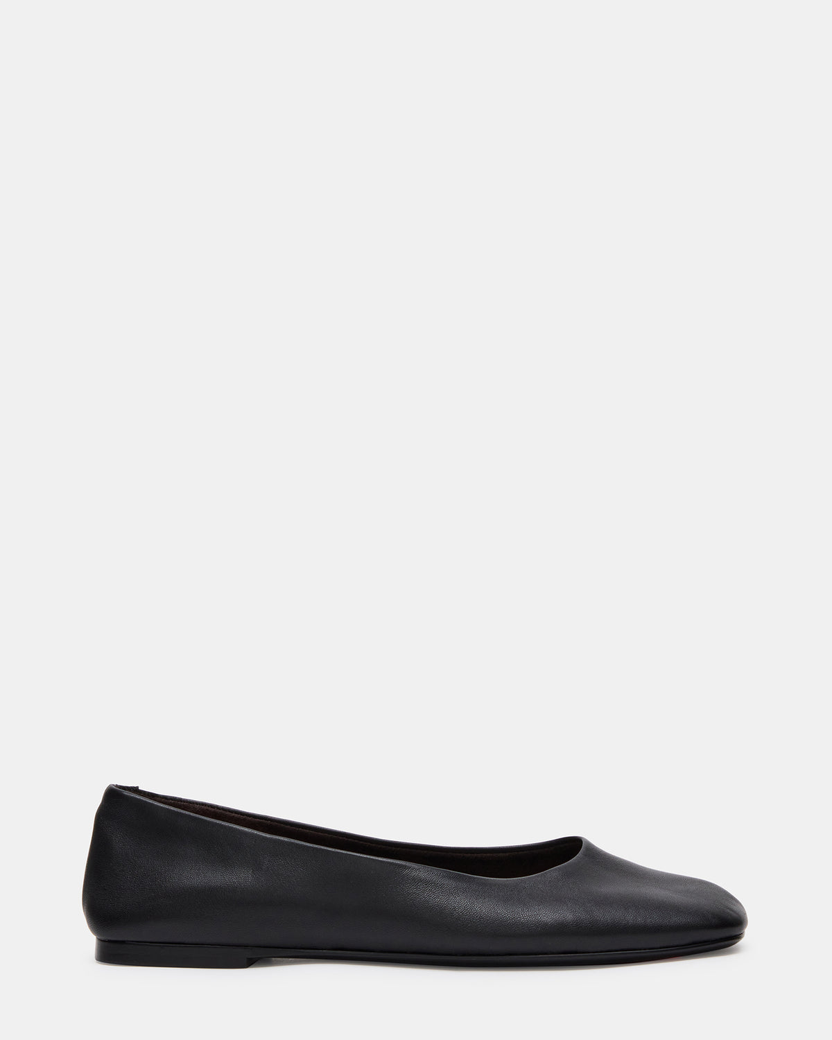 Steve Madden NURTURE Black Leather Square-Toe Ballet Women's Flat