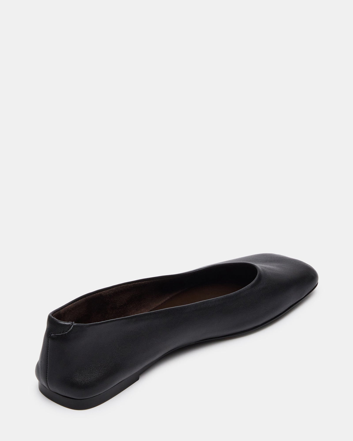 Steve Madden NURTURE Black Leather Square-Toe Ballet Women's Flat
