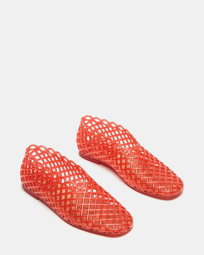 Steve Madden GROVE Red Square-Toe Jelly Women's Flat