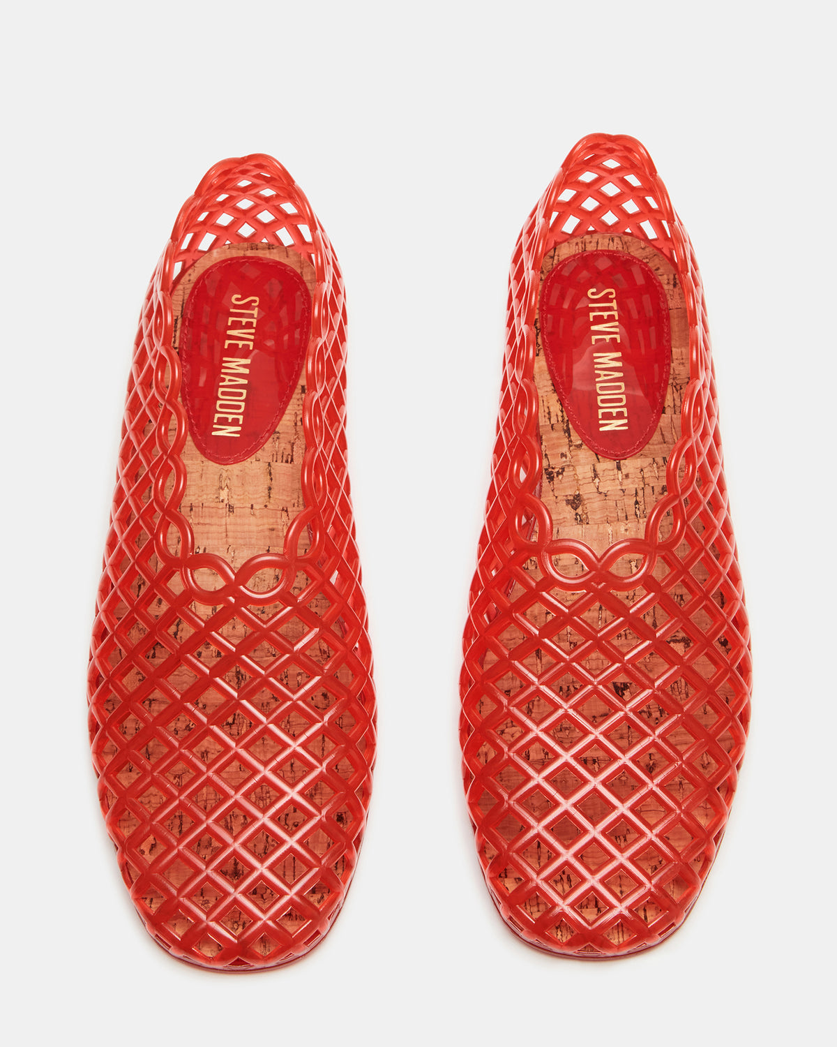 Steve Madden GROVE Red Square-Toe Jelly Women's Flat
