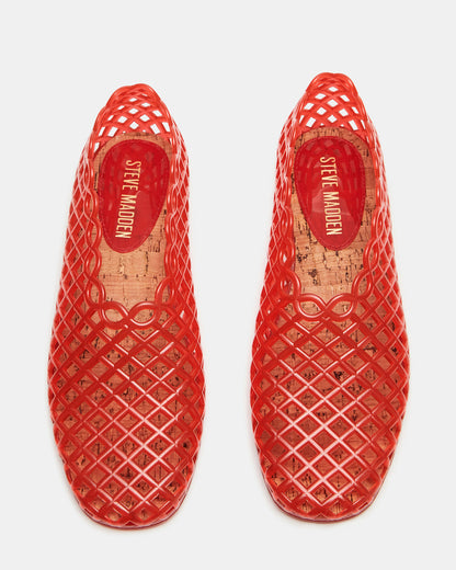 Steve Madden GROVE Red Square-Toe Jelly Women's Flat