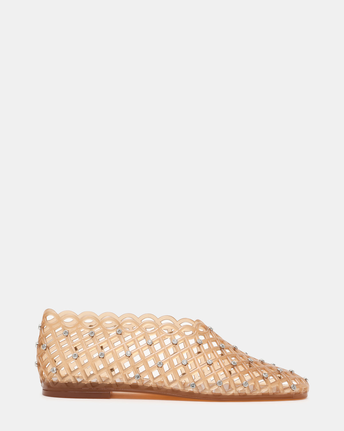Steve Madden GROVE Tan Rhinestones Square-Toe Jelly Women's Flat