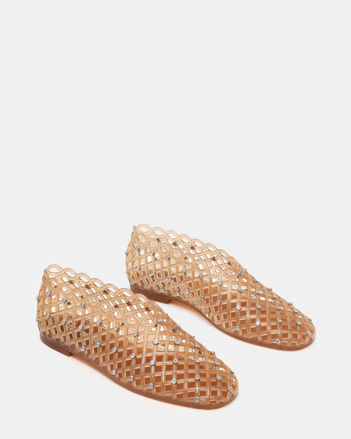 Steve Madden GROVE Tan Rhinestones Square-Toe Jelly Women's Flat