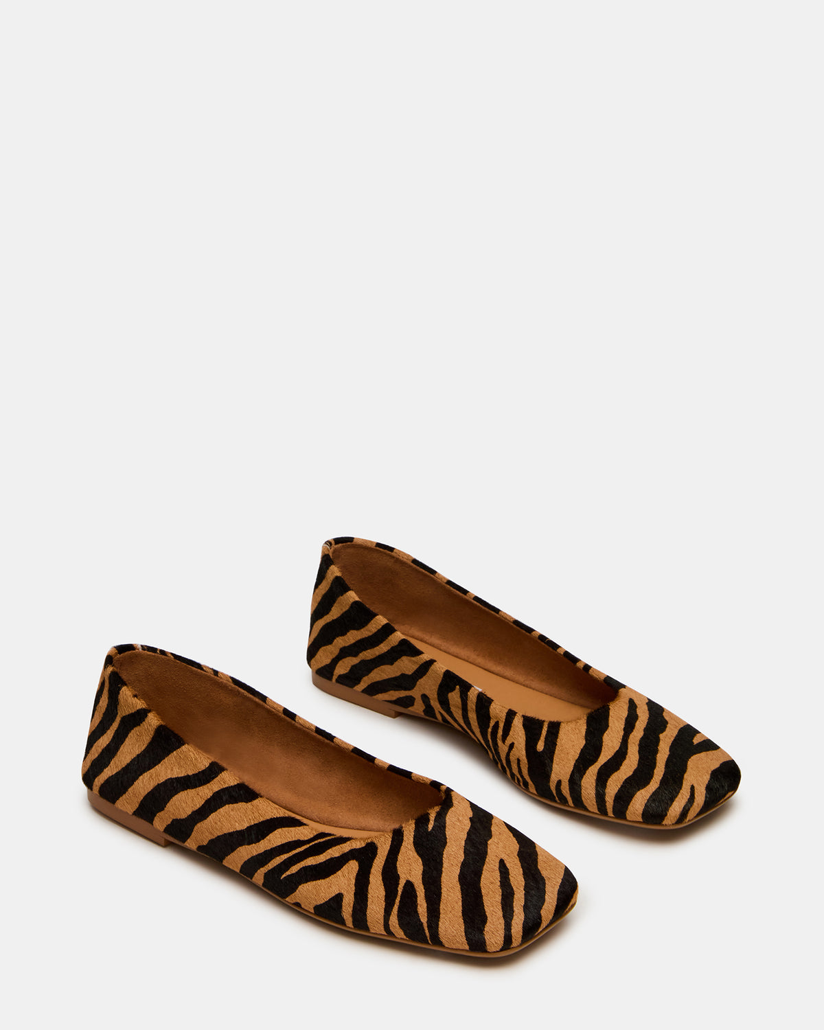 Steve Madden NURTURE Zebra Square-Toe Ballet Women's Flat