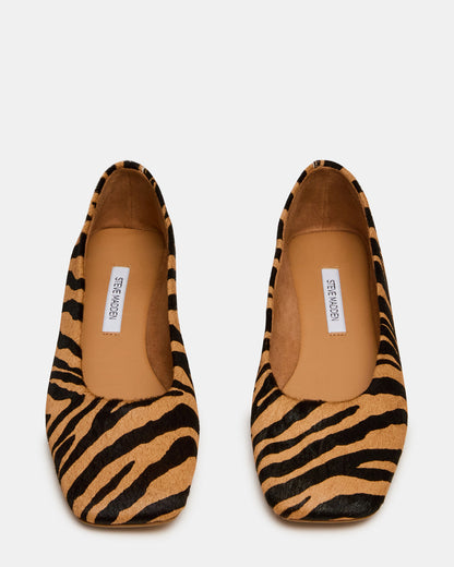Steve Madden NURTURE Zebra Square-Toe Ballet Women's Flat