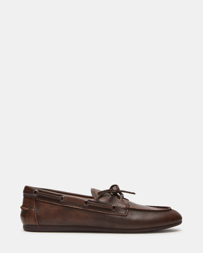 Steve Madden SAG Brown Leather Women's Boat Shoe