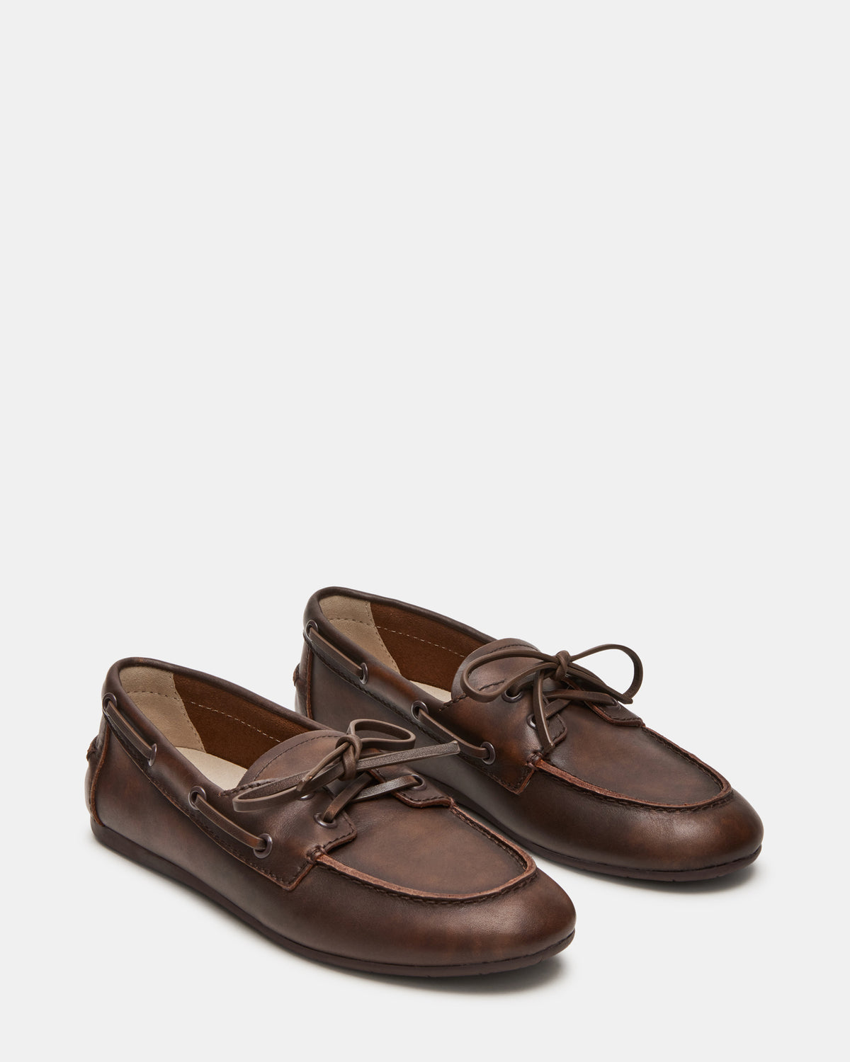 Steve Madden SAG Brown Leather Women's Boat Shoe