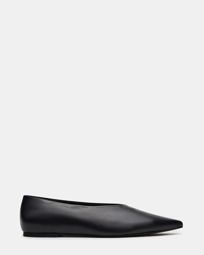 Steve Madden FLOYD Black Leather Pointed-Toe Ballet Women's Flat