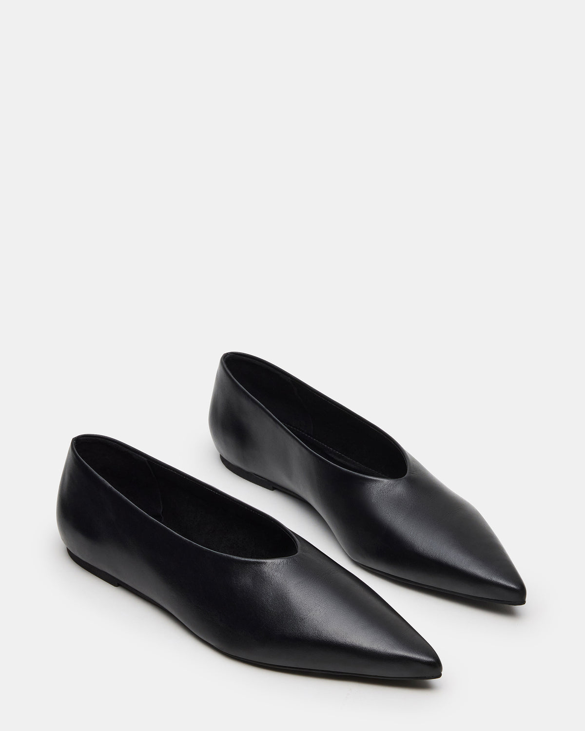 Steve Madden FLOYD Black Leather Pointed-Toe Ballet Women's Flat