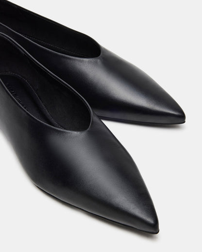 Steve Madden FLOYD Black Leather Pointed-Toe Ballet Women's Flat